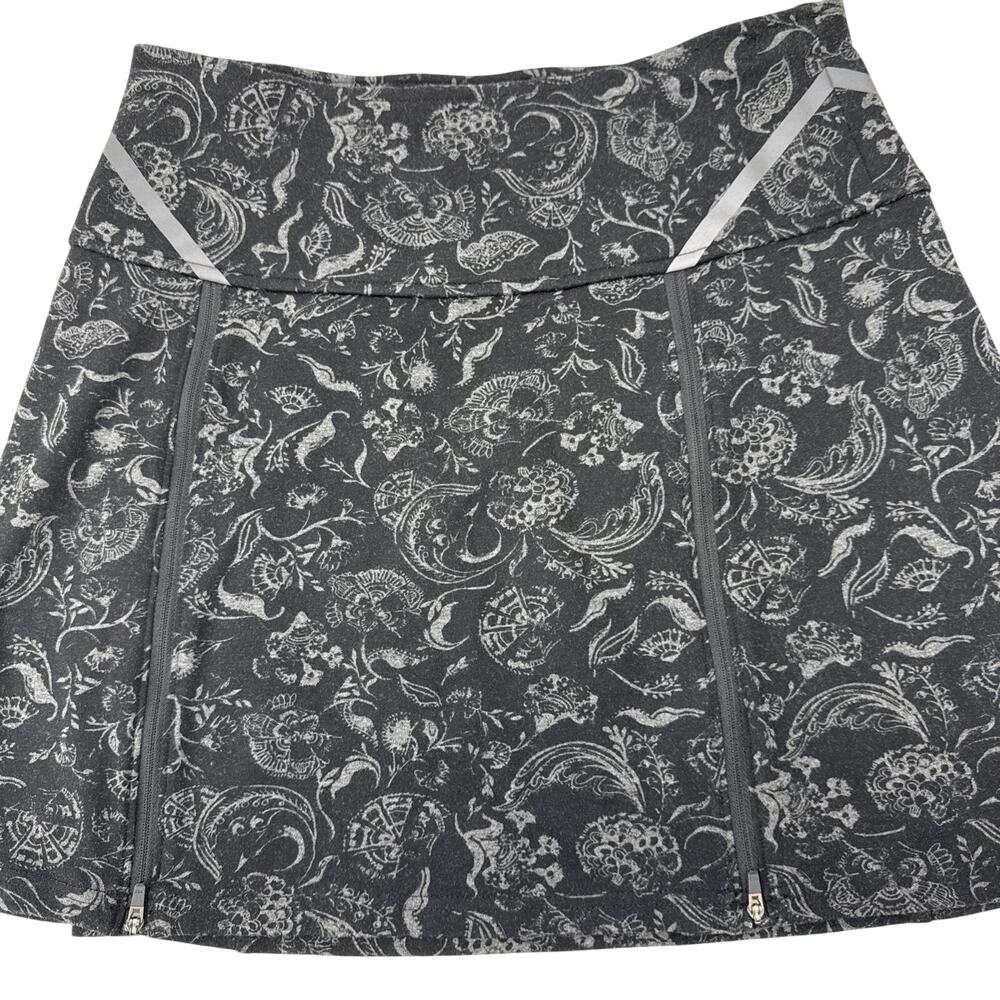 Title 9 Black Gray Floral Printed Skirt Zip Pleat Tennis Pickleball Skirt Sz‎ S